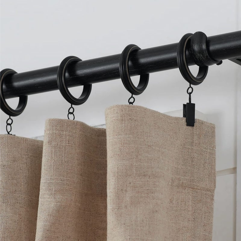MODE Farmhouse Collection Beveled Curtain Clip Rings, Set of 14 Curtain Rings with Clips, Fits MODE Farmhouse Curtain Rod Sets, 1 3/4â€, Weathered Black - Image 3